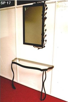 Cornice per specchio in ferro battuto + consolle